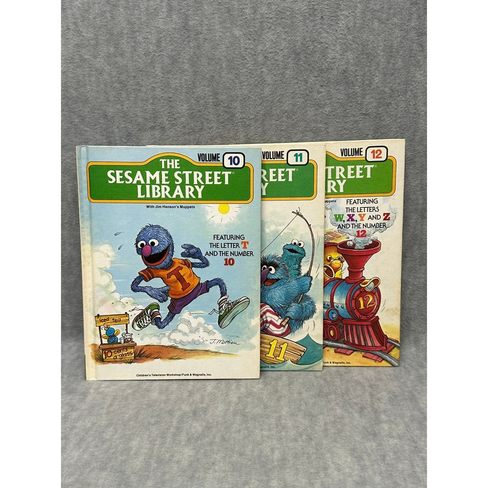 Sesame Street Library Books Multicolor Volume 10 11 12 Vintage Hardcover Set